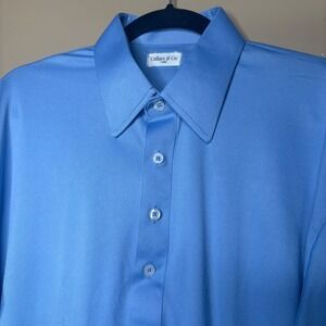 Collars & Co Mens Large Light Blue Polo Short Sleeve Shirt Performance